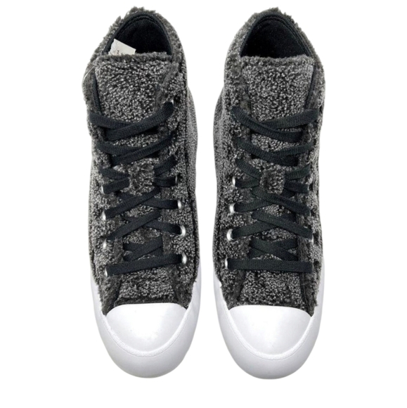 Converse All Star High Top Sneakers Sherpa grey platform chucks Chunky size 8 - Picture 1 of 6